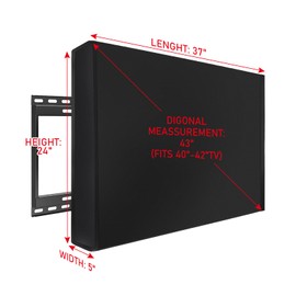 MaxAwe 40 - 42 Inch Outdoor TV Cover, 42 x 26.5 x 5 Inch (107 x 67 x 14 cm) TV Cover for Outdoor Use, Weatherproof Universal Screen Protector, Black