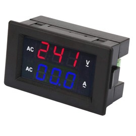2 in 1 AC Current Voltage Meter, Digital Multimeter AC 100~300V Voltmeter 0-50A Ammeter Ampere Meter LED Digital Display Panel(Red-Blue)