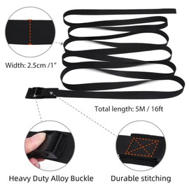 Ayifan16ft Lashing Straps with Adjustable Cam Buckles Tie Down Cinch Straps up to 550lbs for Packing,Cargo,Luggage,Motorcycles,Truck Orange 4 Pack(1" x 16')