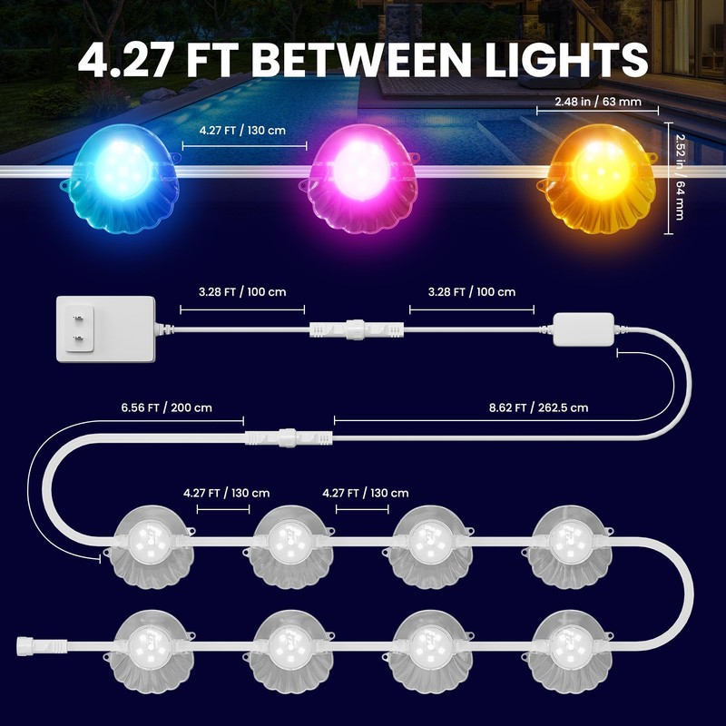 Lphianx Pool Lights for Inground & Above Ground Pool 8