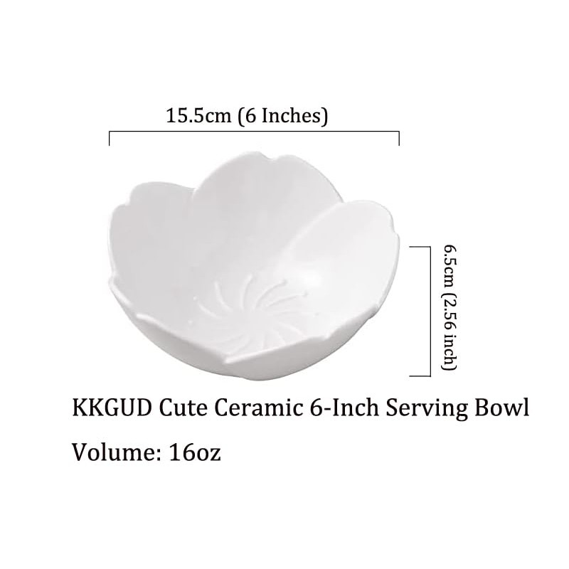 KKGUD Cute Ceramic 6-Inch Serving Bowl with Saucer and Spoon,