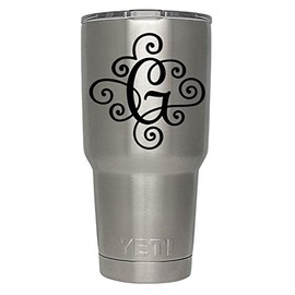 ViaVinyl Monogram die cut decal/sticker. CLICK FOR COLOR/LETTER OPTIONS. AVAILABLE IN FOUR COLORS AND ALL LETTERS A-Z! Great for windows, Yeti and RTIC tumblers, Macbooks and more! (Letter "G", Black)