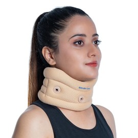 Wonder Care Soft Cervical Collar Adjustable Collar Neck Support Brace Neck Support Soft Neck Collar Neck Brace for Neck Pain and Support for Women & Men (Beige, Medium, 3.5" Depth)