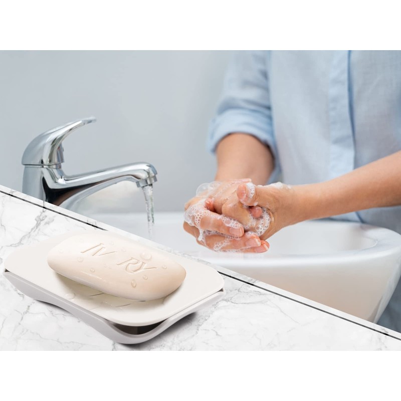 Plastic Soap Dish with Drainage 2Pcs Shower Soap Holder with