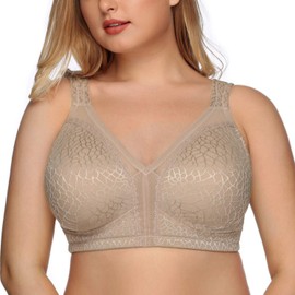 DotVol Women's Full Figure Minimizer Bras Comfort Large Busts Wirefree Non Padded Plus Size Bra(40DD, Toffee)