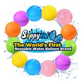 Soppycid Reusable Water Balloons, Quick Fill Magnetic Seal, Leakproof Thick Silicone Eco-Glue Design, Refillable Splash Battles for Kids Teens Adults, Pool Beach Backyard Family Water Battles - Color: 8 Pcs - Soild 4 color