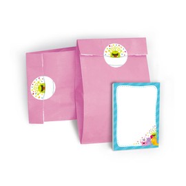 JuNa-Experts Notepads + Gift Bags / Purple + Stickers Funny Monster Party Bag Guest Gift for Birthday Children's Birthday Wedding Christening Girls