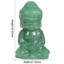 mookaitedecor Green Aventurine Stone Meditating Buddha Crystal Figure, Crystal Healing Bag Stone Carved Statue for Home Office Feng Shui Decoration, 1.96-2.16 Inch Height