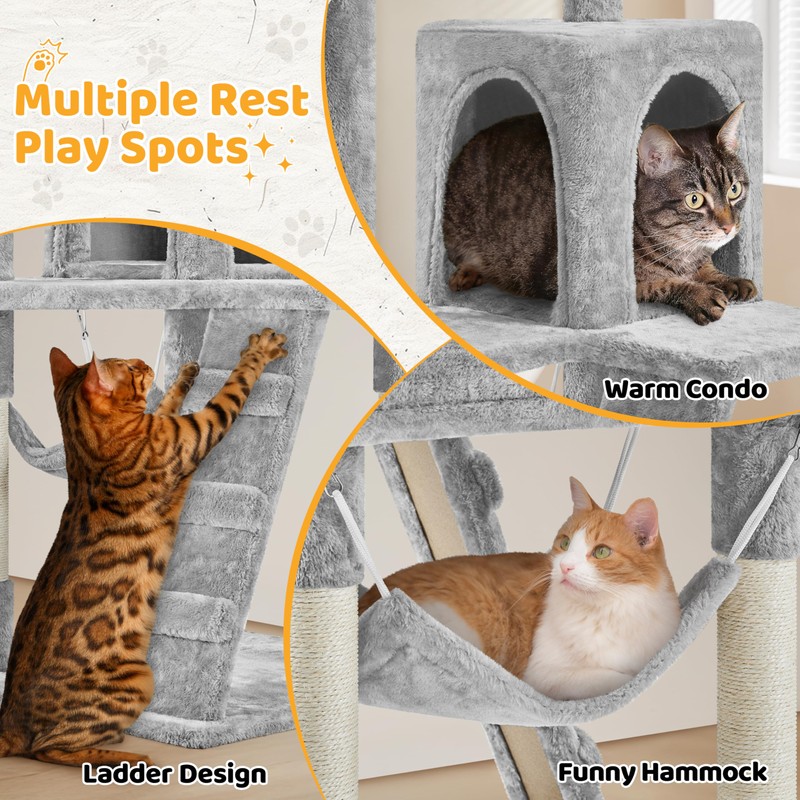 Yaheetech Cat Tree Tower Kitten Condo Scratching Post with Hammock