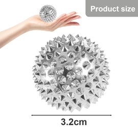 Pack of 2 Magnetic Acupressure Balls, 32 mm Metal Aacupressure Balls, Hedgehog Ball, Hedgehog Ball, Hard Small, for Legs, Back, Feet and Hands, Stress Relief Muscle Massage (Sliver)
