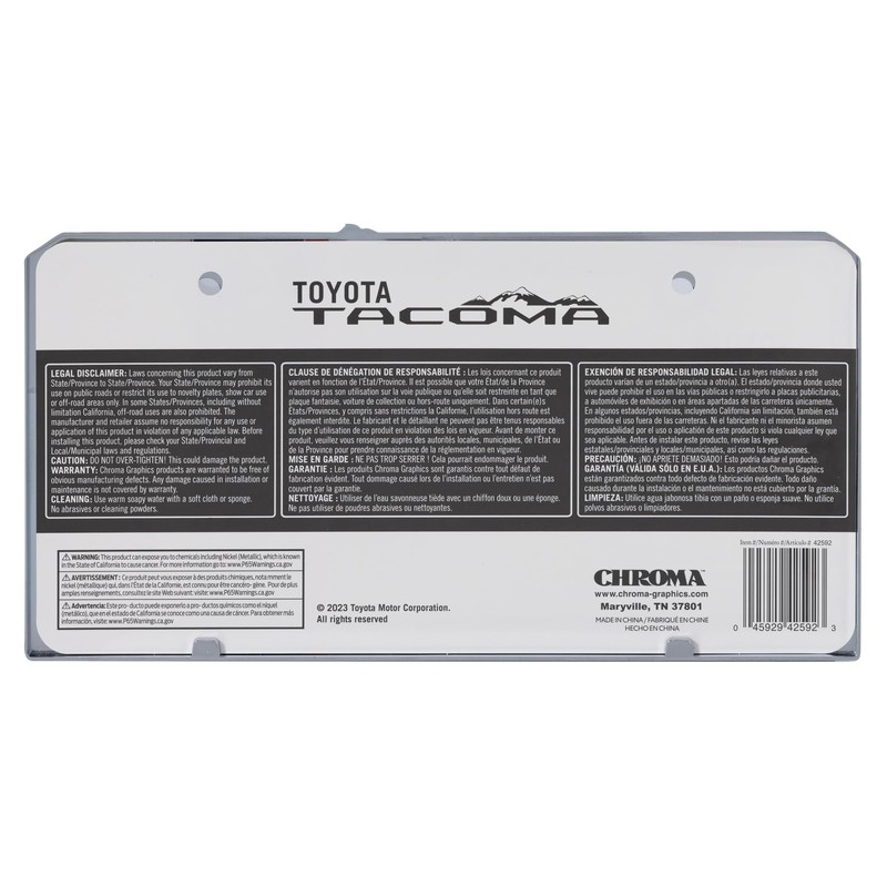 CHROMA 042592 Tacoma Metal License Plate Frame compatable with Toyota