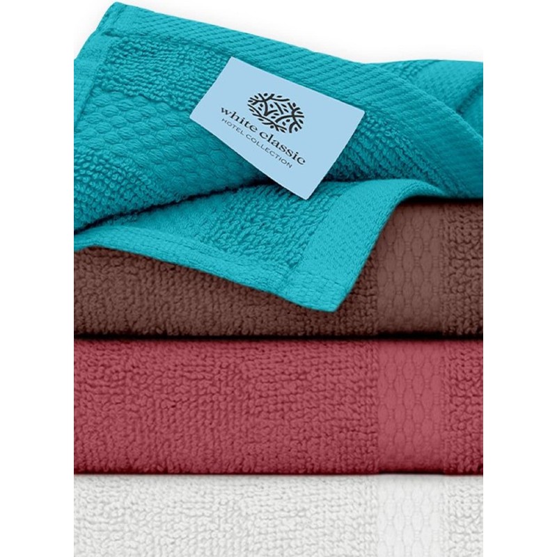 White Classic Luxury Washcloths for Bathroom-Hotel-Spa-Kitchen-Set - Circlet Egyptian Cotton