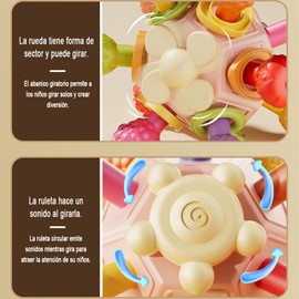 Sonajero Masticar Juguetes, Juguetes Sensoriales y Estimulacion Temprana,Goma Dental Montessori Juguetes, Encías Alivia Dolor Crecimiento Dientes Reducir Chupada Dedos Chupete para niño. (amarillo)