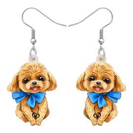 YINYA Acrylic Anime Poodle Dog Earrings Cute Pets Puppy Dangle Drop Jewelry Gifts for Women Girls Kids Pets Lovers Party Favors Charms (Brown)