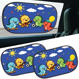 GENANY 2pcs Dinosaur Window Sun Shade for Car SUV Truck (21x14 Inches), Sun Shades for Side Window, Car Accessories for Kids, Baby Window Shades, Sun Shade Blocker, Protector Blocks UV