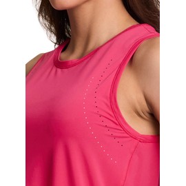 RBX Women's Workout Top Buttery Soft Tank Top Breathable Quick Drying Sleeveless Running Shirt with Reflective Detail Perforated Dot Rose Pink M