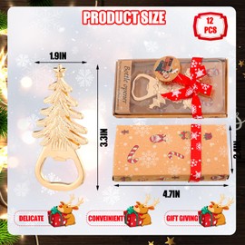Sliner 12 Pcs Christmas Beer Bottle Opener Snowman Train Tree Snowflake Shape Bottle Opener for Table Soda Beverage Women Men Wedding Holiday Gift Winter Theme Party Kitchen Decoration, 4 Styles