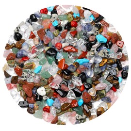 XIANNVXI 400 Pcs Mixed Beads Drilled Crystal Beads for Jewelry Bracelet Making Coloured Beads Colourful Beads 5-8mm Irregular Natural Tumbled Stone Beads Gemstones Beads for DIY Crafting