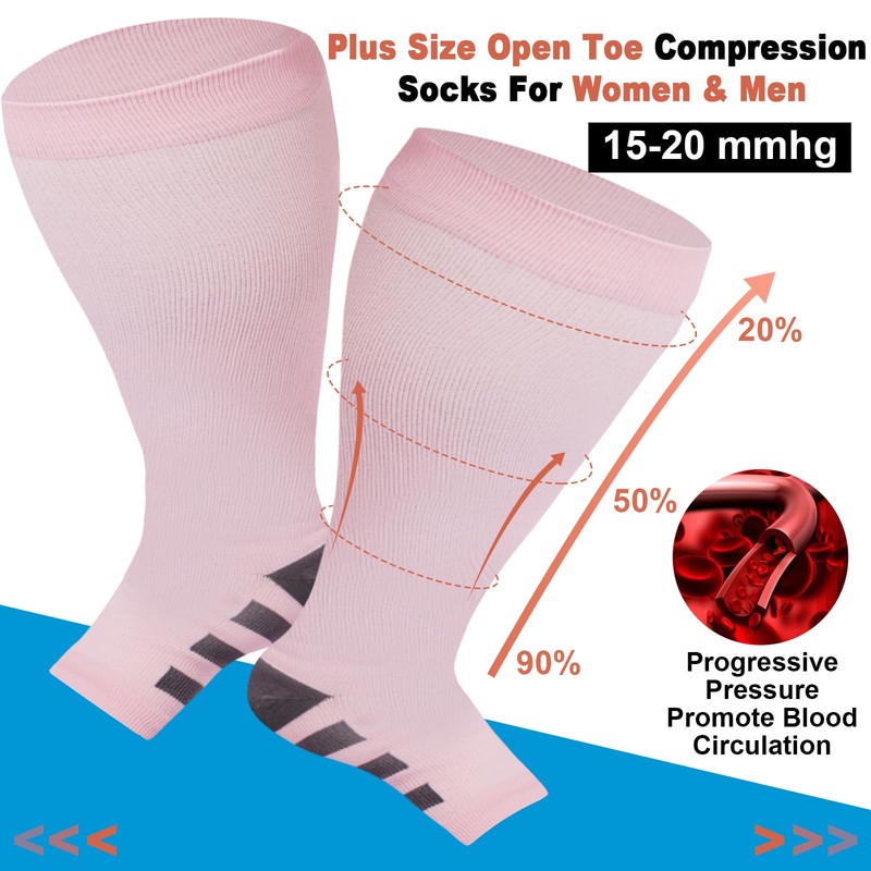 Ancrina Toeless Plus Size Compression Socks for Women Open Toe