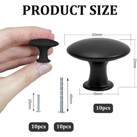 Misuyue Tiradores para muebles (30 mm, 10 unidades), color negro