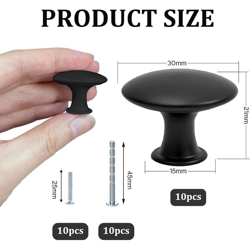 Misuyue Tiradores para muebles (30 mm, 10 unidades), color negro