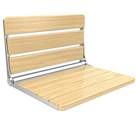 Bknius 20" Folding Shower Seat 400Lbs, Folding Shower Chair Seniors Adults Use for Bathroom, Bath Bench Oak Wood and 304 Stainless Steel, Widening Size