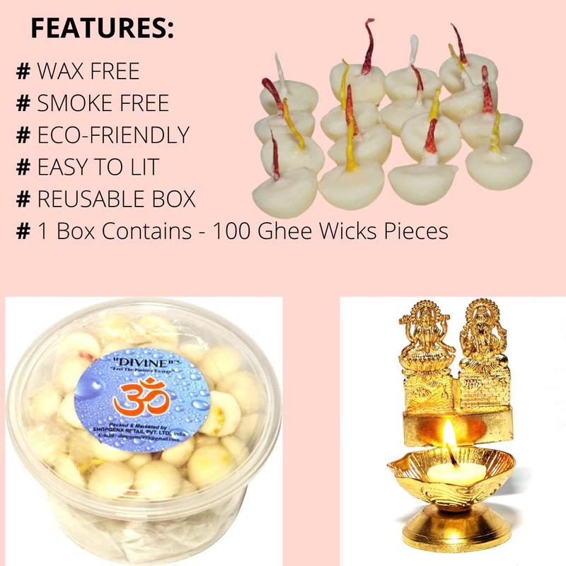 Pure Cow Ghee Wicks (Pack of 100 Pcs) Ghee Cotton