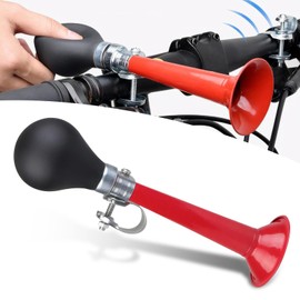 Shakas 1 PC Bicycle Air Horn, 7.87" x 1.96" x 2.16" PVC Alloy Warning Reminder High Volume Horn, Riding Equipment Accessory, Suitable for Most Bicycles, Mountain Bikes, Beach Bikes (Red)