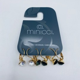 Minicci Set of 3 Pairs of Lever Back Earrings New