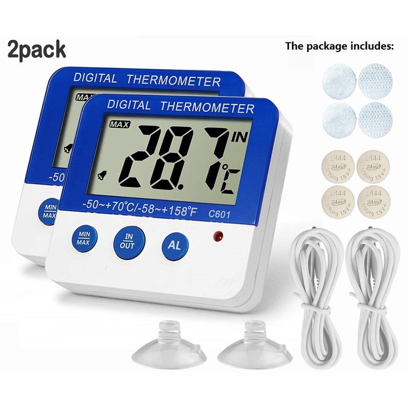 Fridge Freezer Thermometer Max/Min Memory Refrigerator Thermometer High & Low