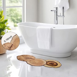 Natural Theme Trees Wood Bath Mat Rustic Bathroom Rugs Funny Non Slip Bathtub Decor Mats Super Absorbent Floor Carpet Machine Washable Quick Dry Bahtmat for Tub, Shower, Bedroom，Kitchen，15.7"x36.2"
