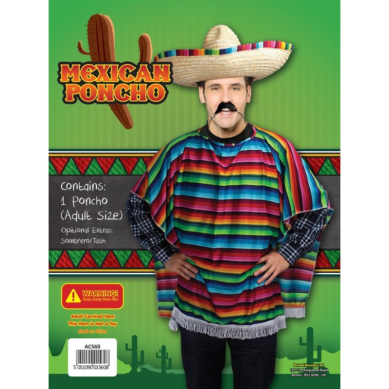 Bristol Novelty AC560 Mexican Poncho Adult Costume, One Size