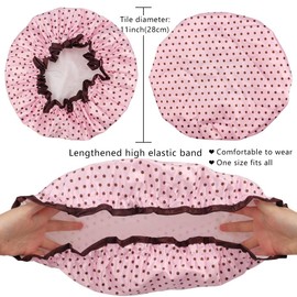 TCOTBE TCOTBE 4 Pieces Shower Cap for Women, Elastic and Reusable, Environmental Protection Hair Bath Caps, Double Waterproof Layers Bathing Hat