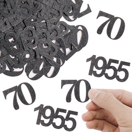 ALEGRE Glitter Confetti Birthday Decoration Black (70th Birthday 1955, Black)