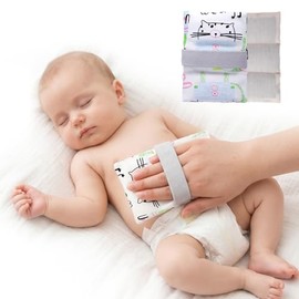 Almohadilla térmica de gas y cólicos para bebés, calentador de barriga de linaza para microondas con funda extraíble lavable, alivio natural del vient