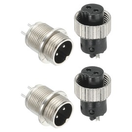 PATIKIL Aviation Connector Plug, 2 Pin Metal Male Female Panel Connector 12mm Aviation Wire Connector Socket for Lighting Video CNC Machine (2 Set)