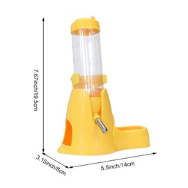 Litewoo Hamster Water Bottle with Food Container Base Hut No Drip Drinking Dispenser for Dwarf Hamster Rats Mouse Gerbil Mice（Yellow 125 ML Removable Base）