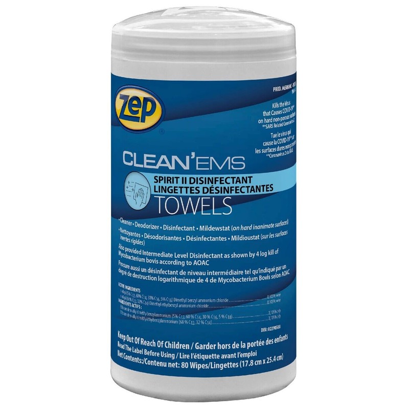 ZEP 3 Pack-Zep Cleaning Towels, 7"x10" Wipe Spirit II Disinfectant