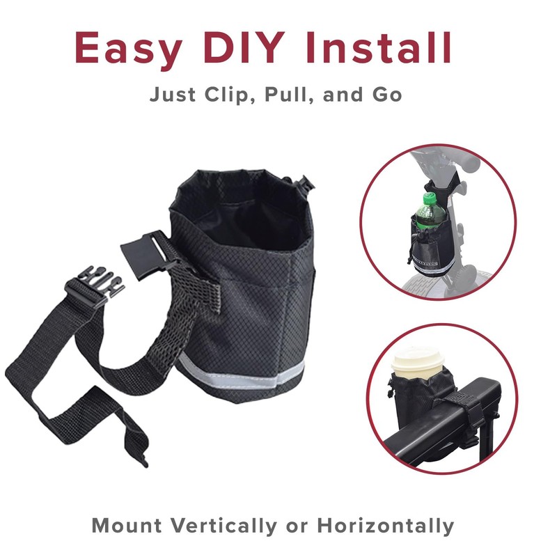 AlveyTech Unbreakable Universal Fabric Cup Holder - For Mobility Scooters,