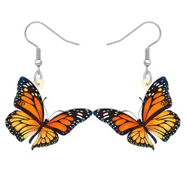 TIZURO Acrylic Fun Orange Monarch Butterfly Earrings Spring Summer Insects Dangle Novelty Hypoallergenic Jewelry For Women Charms Garden Party Gifts (Orange)