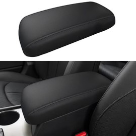 XYHGM Car Center Console Armrest Cover for Kia Optima 2016 2017 2018 2019 2020 Leather Anti-Scratch Central Arm Rest Box Lid Seat Cover Protector Cushion Saver Interior Accessories(Black Stitches)