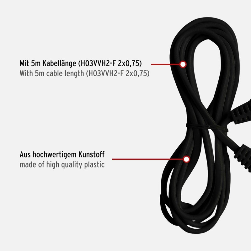 Brennenstuhl 1161790 Plastic Extension – Black 5 m H2 H03VV-F