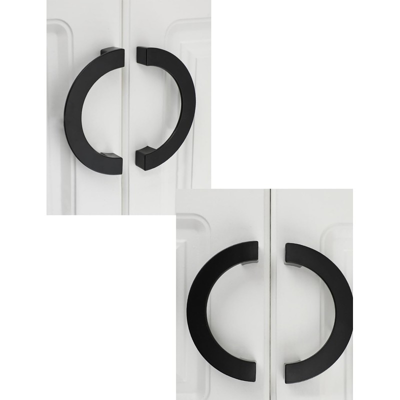Susenya Half Moon Handles,1-Pack, Brushed Silver Cabinet Pulls 5.04" Hole