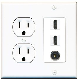 15 Amp Round Power Outlet 2 Port HDMI 1 Toslink-Optical-SPDIF Wall Plate