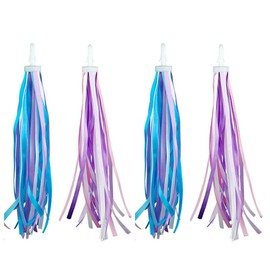 zuylikxy 2 Pairs Bike Streamers,Tassels for Kids' Bicycle Handlebars, Scooter Accessories with Grips(Powder Purple White,Blue White Purple Mixed Color)