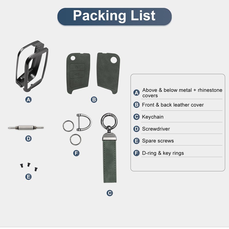 YO&YOYE Compatible with Volkswagen Key Fob Cover with Keychain Leather
