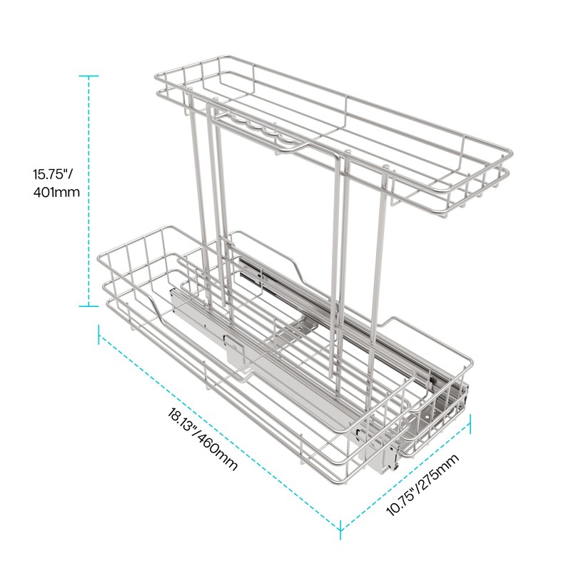 STORKING 2 Pack Under Sink Organizer 9" W X18 D,