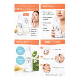 Tónico Facial Midha Arroz 86% Para Piel Grasa Y Sensible