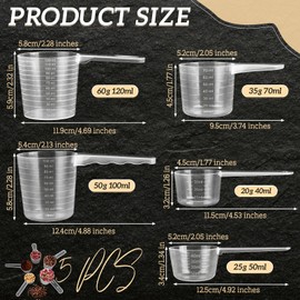 5 Stück Messlöffel, Dosierlöffel Waschpulver, Transparent Messlöffel Gramm mit Skala 20g, 25g, 35g, 50g, 60g, Waschmittel Dosierhilfe Pulver für Kaffee Waschpulver Dosierer Proteinpulver