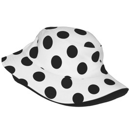 GYLILI Polka Dot Black White Bucket Hat for Women and Men Packable Travel Summer Sun Beach Golf Fishing Cap - Fashion Fun Outdoor Fisherman Boonie Hat